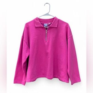 Vintage 90s Pro Spirit Pink Quarter Zip Pullover Y2K Athleisure